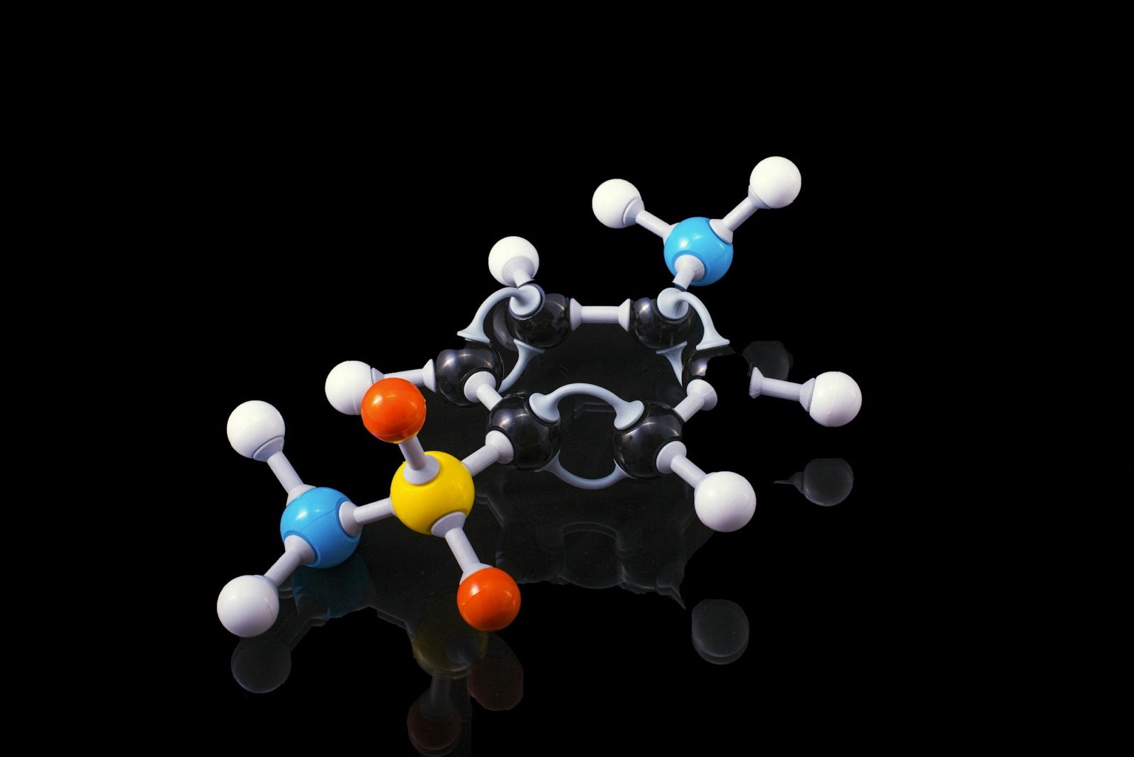 Molecular model on black background